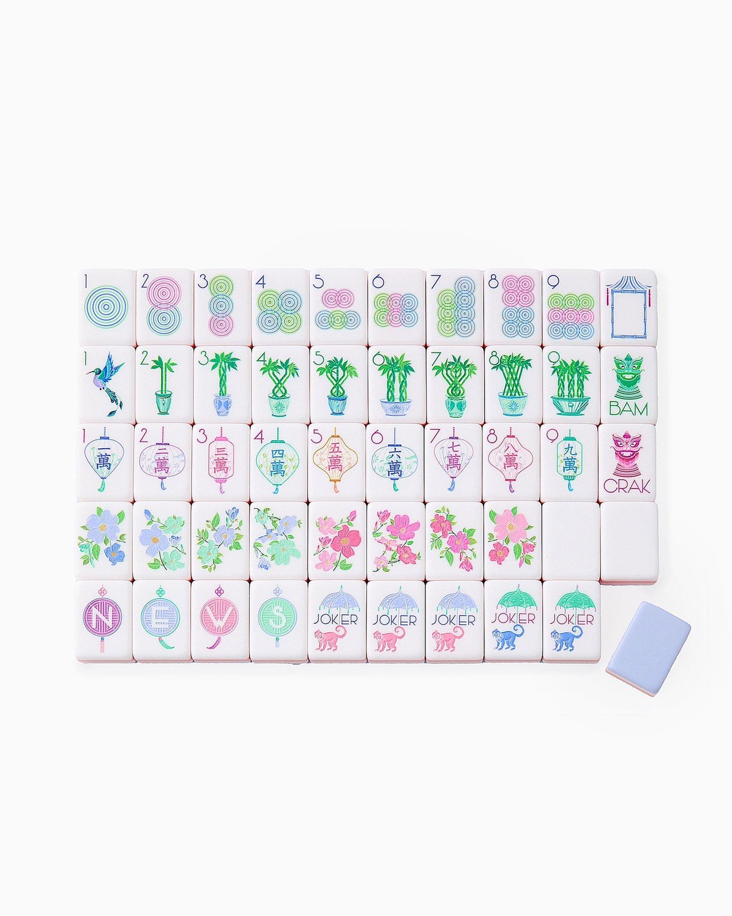 American Mahjong Tile Set Blush Blue and Mint Pastel Gradient Design for Game Nights 160 Piece Acrylic Set