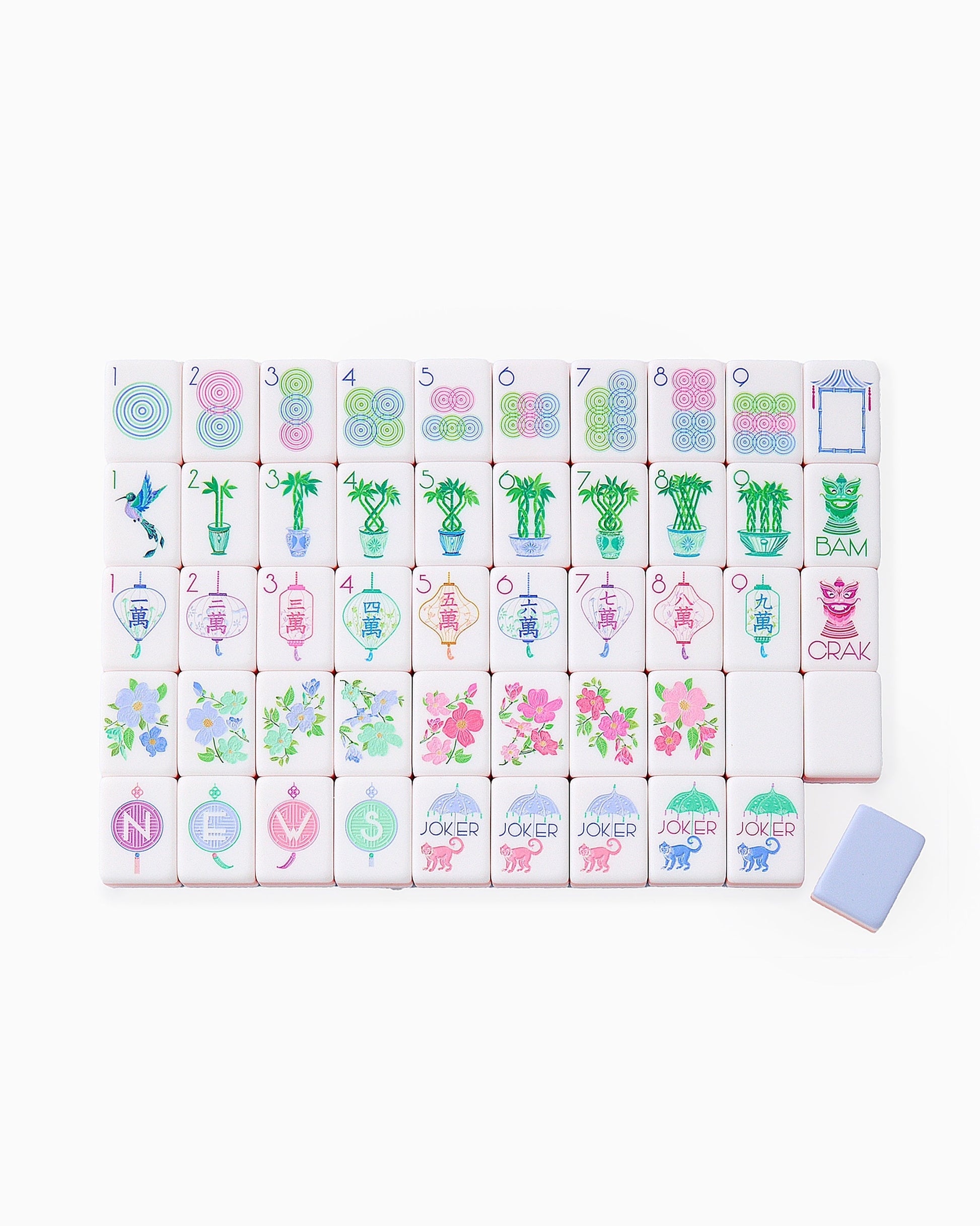 American Mahjong Tile Set Blush Blue and Mint Pastel Gradient Design for Game Nights 160 Piece Acrylic Set