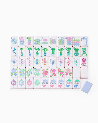 American Mahjong Tile Set Blush Blue and Mint Pastel Gradient Design for Game Nights 160 Piece Acrylic Set