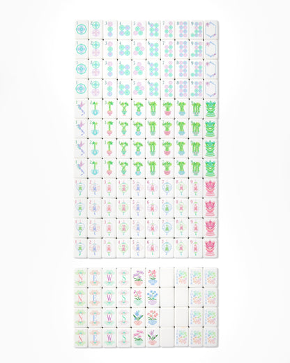 American Mahjong Tile Set Lavender Blush and Mint Floral Design for Game Nights 160 Piece Acrylic Set