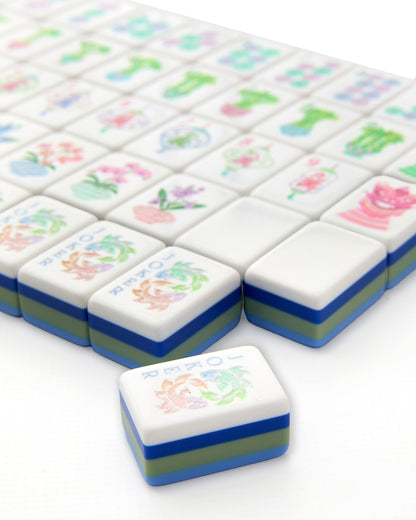 American Mahjong Tile Set Lavender Blush and Mint Floral Design for Game Nights 160 Piece Acrylic Set