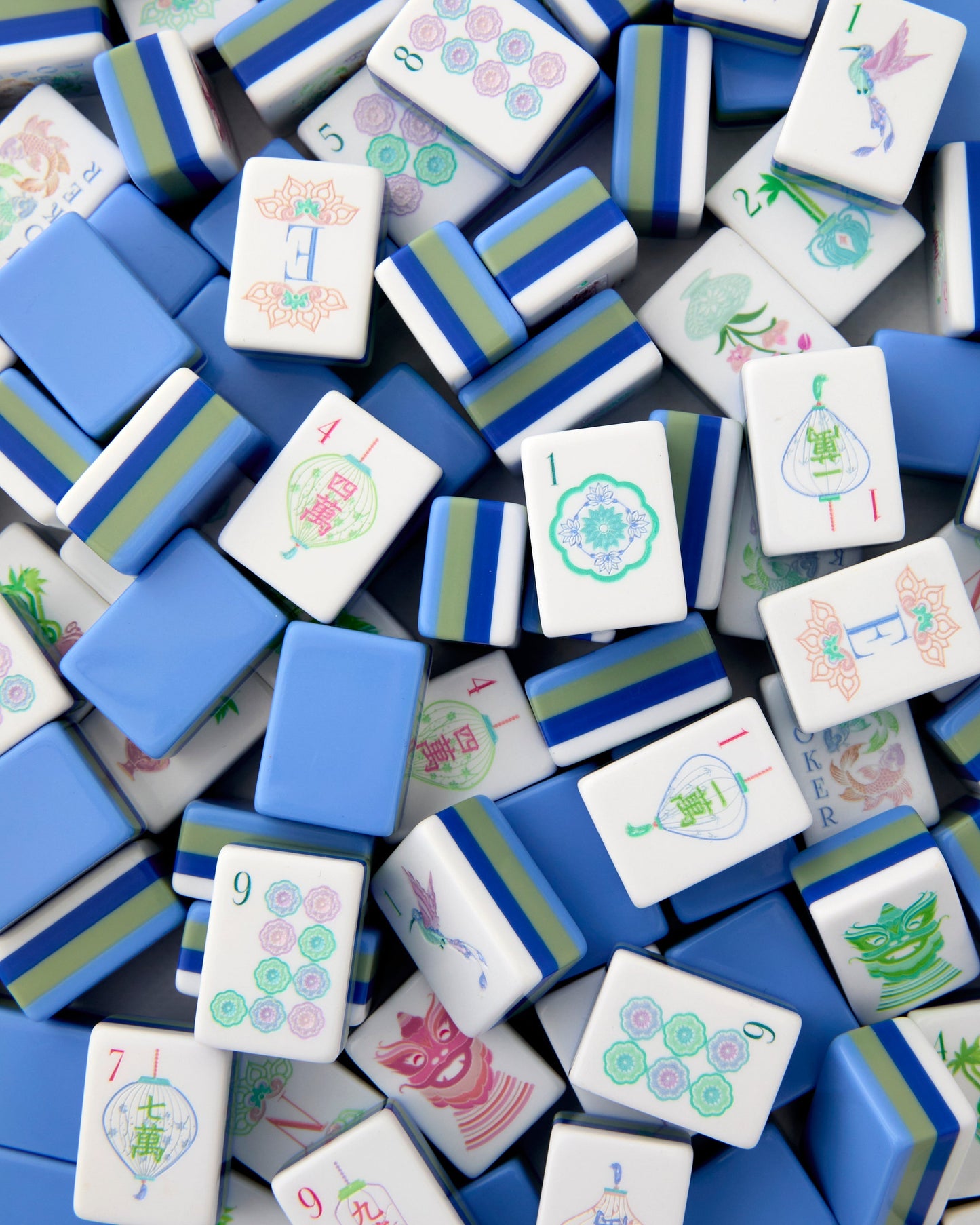 American Mahjong Tile Set Lavender Blush and Mint Floral Design for Game Nights 160 Piece Acrylic Set