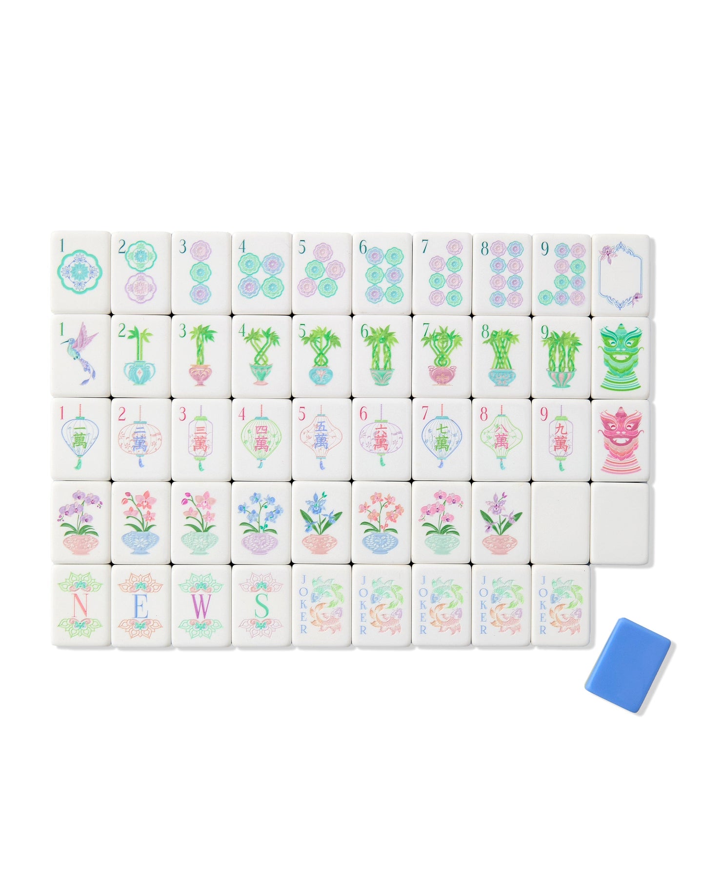 American Mahjong Tile Set Lavender Blush and Mint Floral Design for Game Nights 160 Piece Acrylic Set