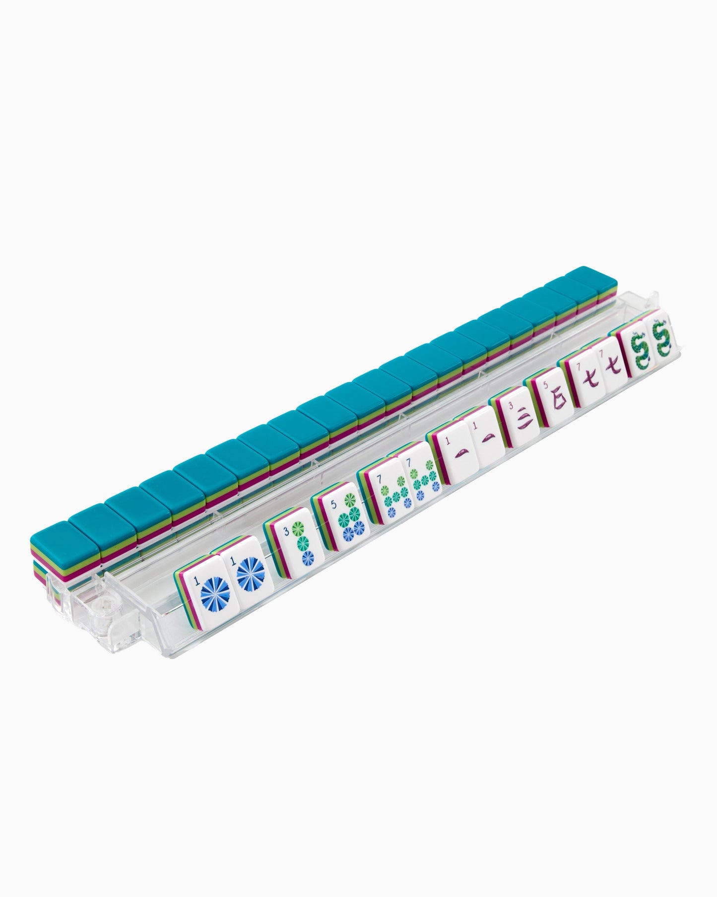 American Mahjong Tile Set Teal Citron and Magenta Water Design for Game Nights Triple Layered 160 Piece Acrylic Set