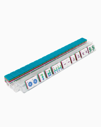 American Mahjong Tile Set Teal Citron and Magenta Water Design for Game Nights Triple Layered 160 Piece Acrylic Set