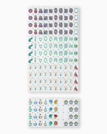 American Mahjong Tile Set Rust Olive and Teal Earth Tone Design for Game Nights 160 Piece Acrylic Set