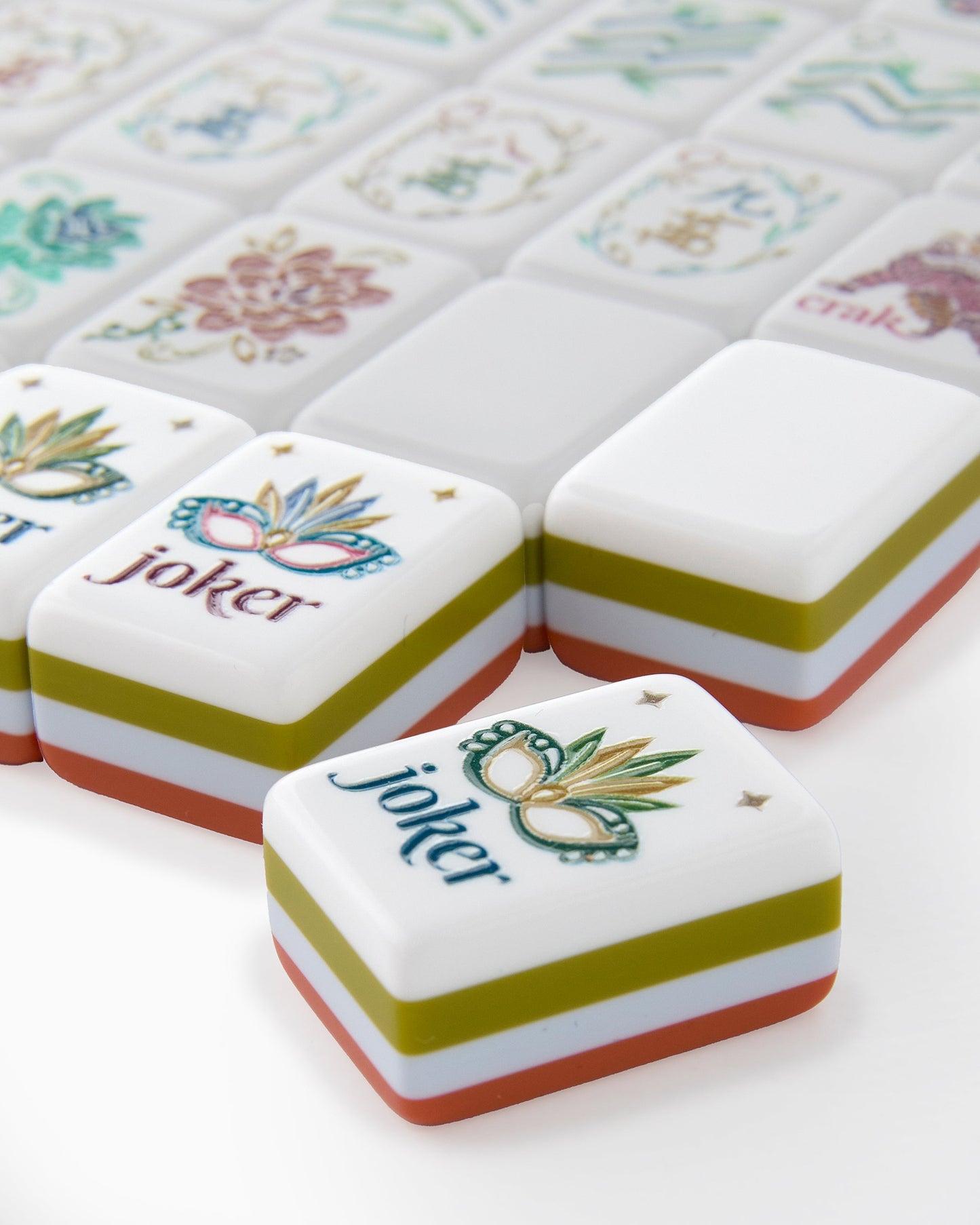 American Mahjong Tile Set Rust Olive and Teal Earth Tone Design for Game Nights 160 Piece Acrylic Set