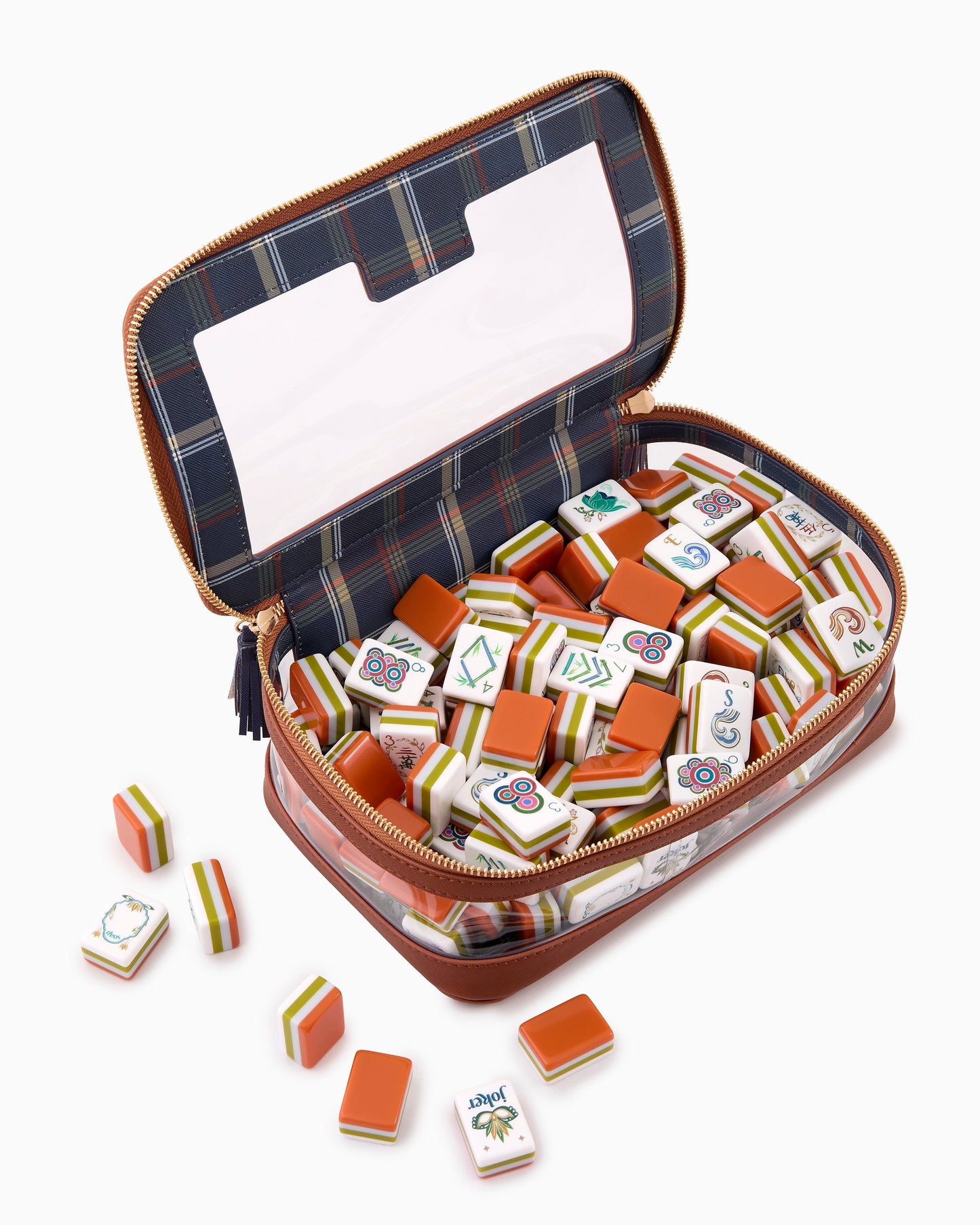 American Mahjong Tile Set Rust Olive and Teal Earth Tone Design for Game Nights 160 Piece Acrylic Set