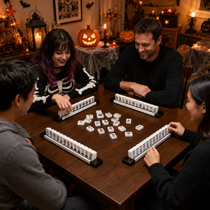 American Mahjong Tile Set Halloween Design for Holiday Game Nights 160 Piece Carved Acrylic Set