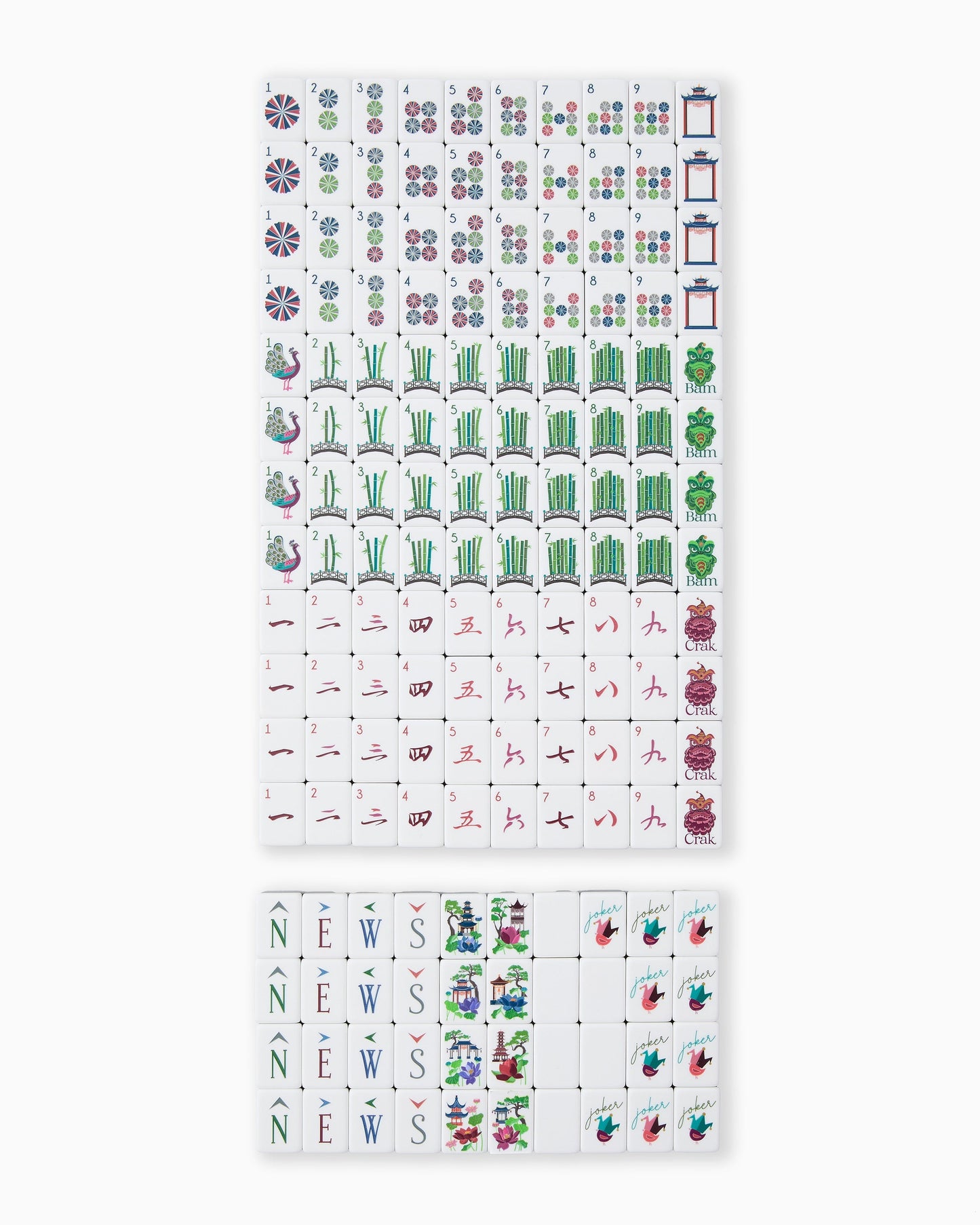 American Mahjong Tile Set Navy and Green Vintage Inspired Design for Game Nights 160 Piece Acrylic Set