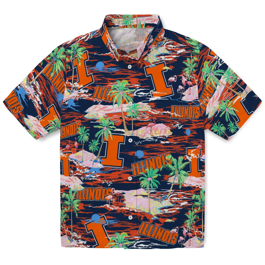 Illinois Fighting Illini Flamingo Retreat 2026 Hawaiian Shirt