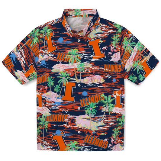 Illinois Fighting Illini Flamingo Retreat 2026 Hawaiian Shirt