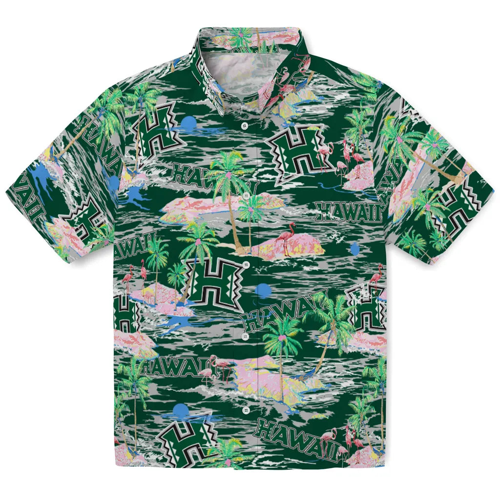 Hawaii Rainbow Warriors Flamingo Retreat 2026 Hawaiian Shirt