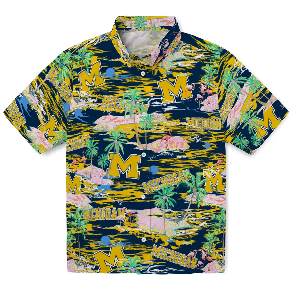 Michigan Wolverines Flamingo Retreat 2026 Hawaiian Shirt