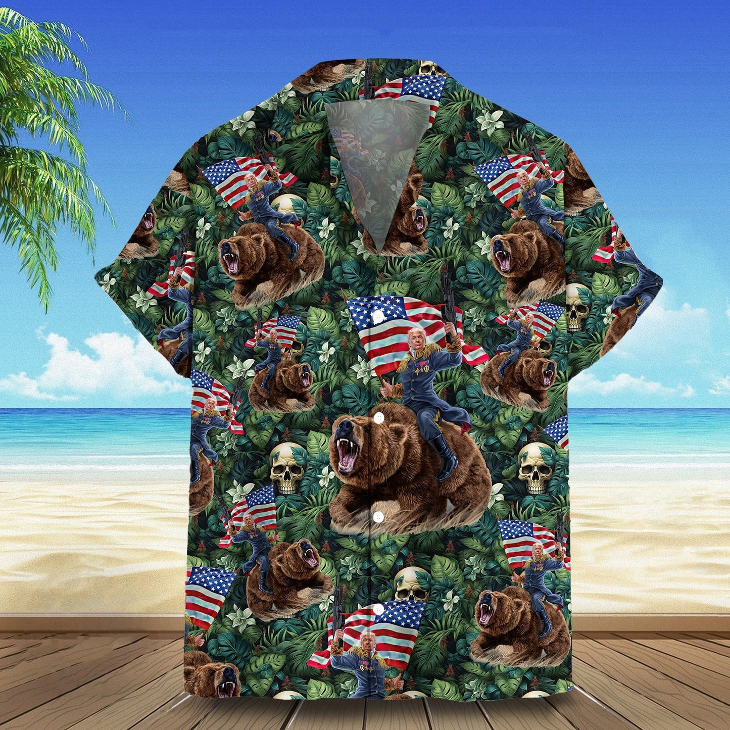 2026 Hawaiian Shirt Riding Bear Tropical Button Up Shirt Gifts For Husband