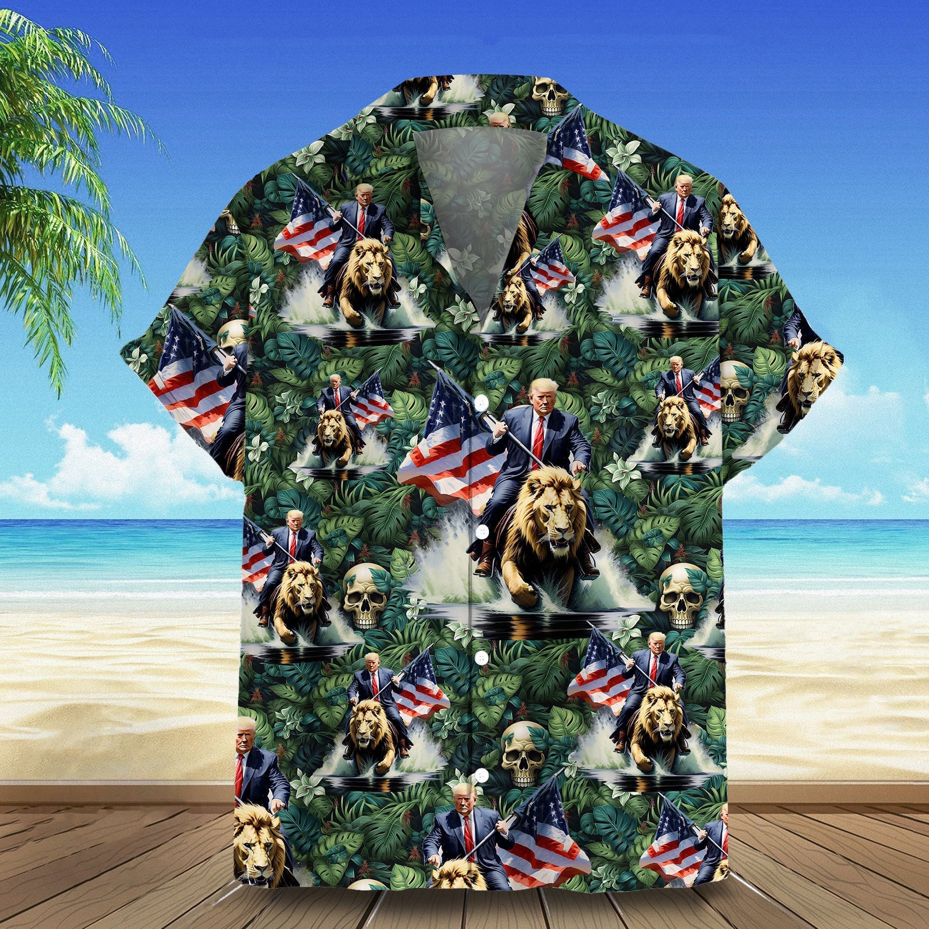 Riding Lion Hawaiian Shirt Pro 2026 Short Sleeve Button Up Summer Gift