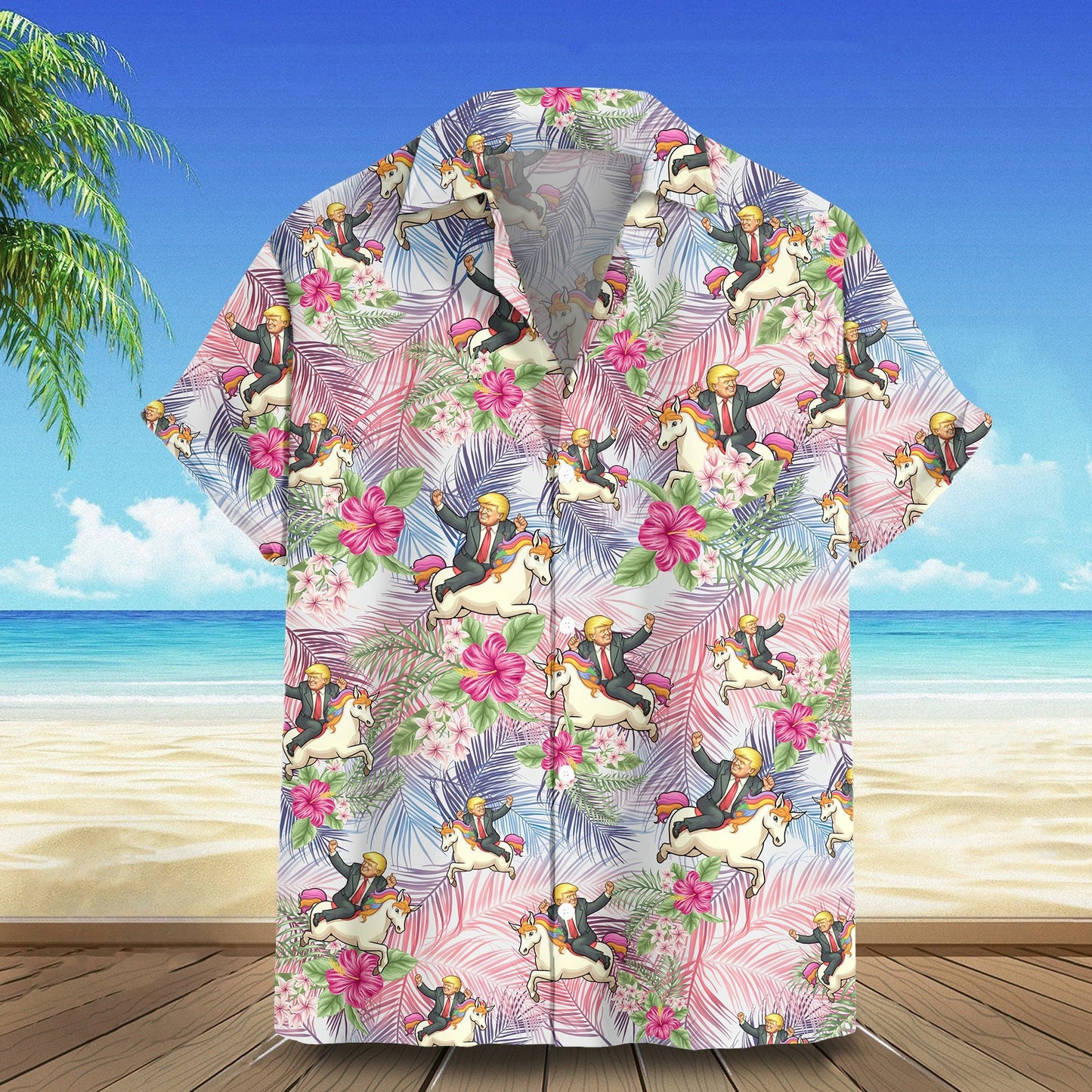 2026 Hawaiian Shirt Riding Unicorn Funny Summer Shirt Gifts For Father