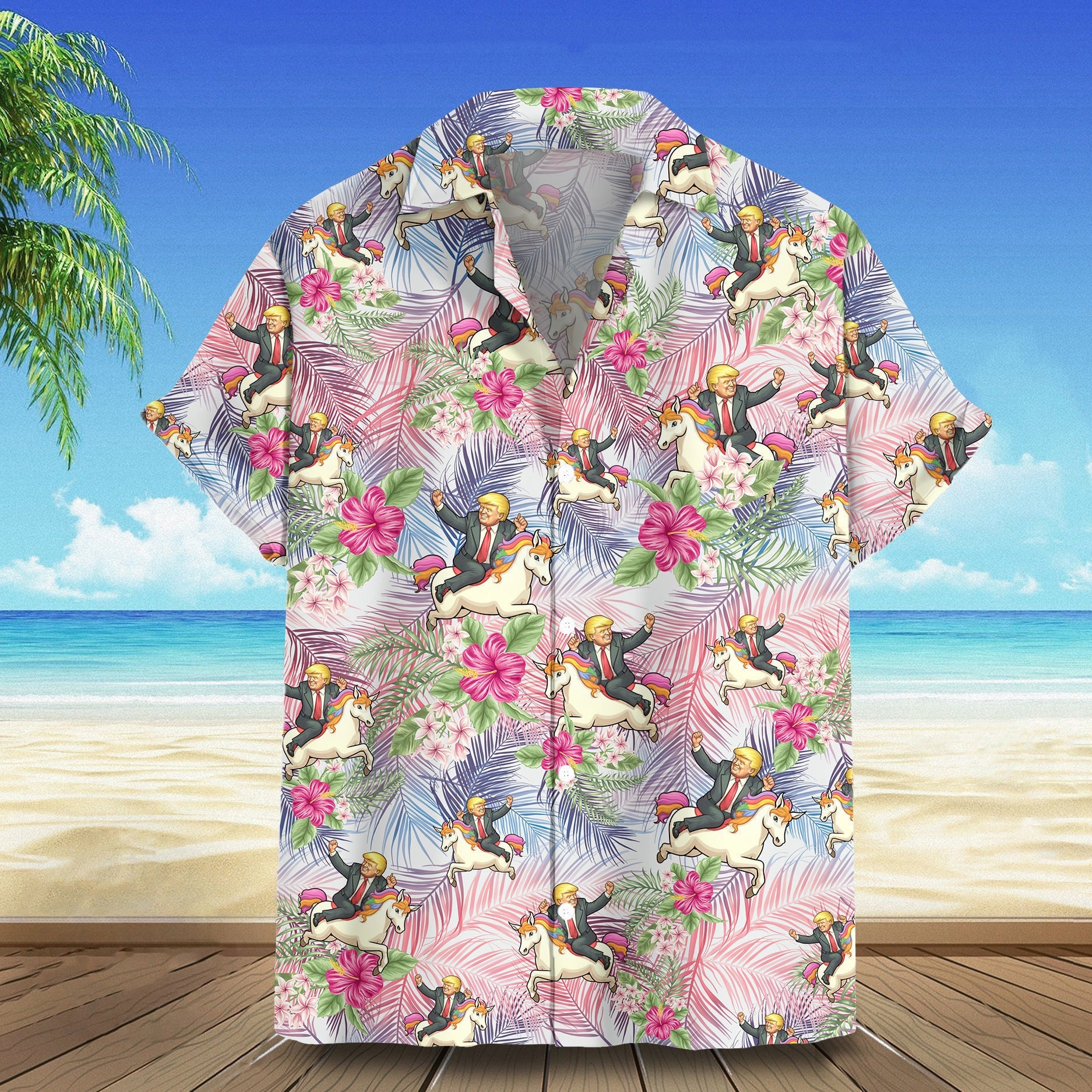2026 Hawaiian Shirt Riding Unicorn Funny Summer Shirt Gifts For Father