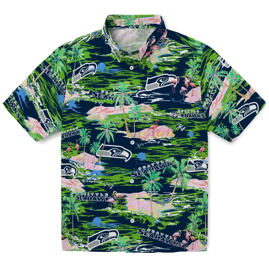 Seattle Seahawks Flamingo Retreat 2026 Hawaiian Shirt