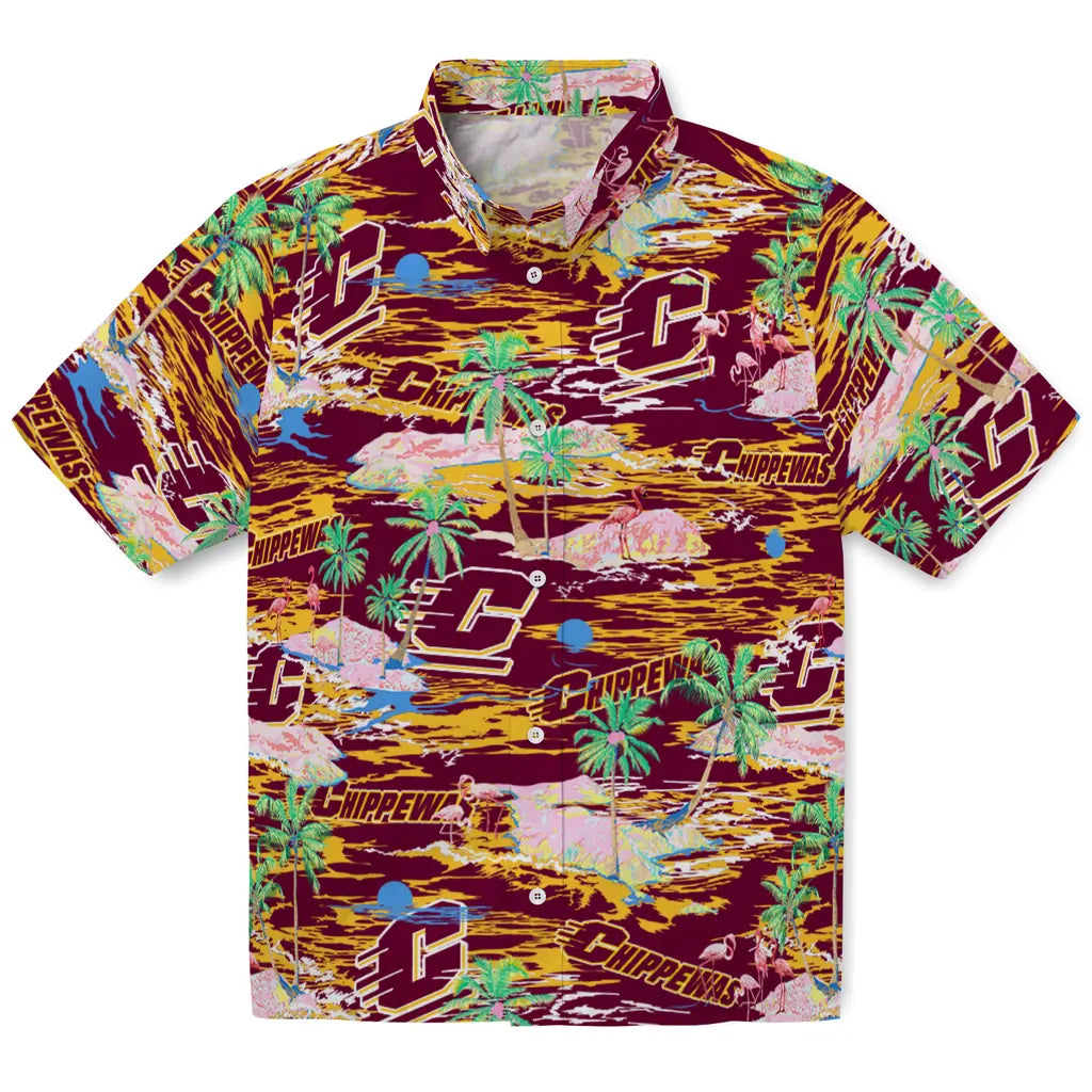 Central Michigan Chippewas Flamingo Retreat 2026 Hawaiian Shirt