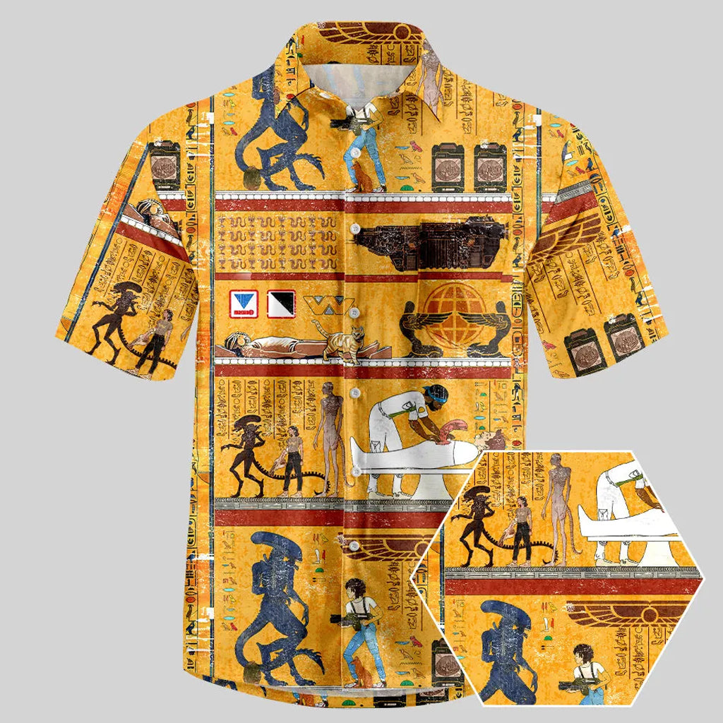 Alien Ancient Egyptian Murals Hawaiian Shirt