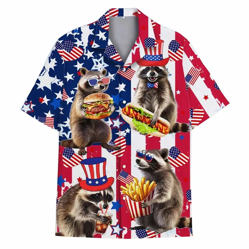 4th of July Raccoon Hawaiian Shirt