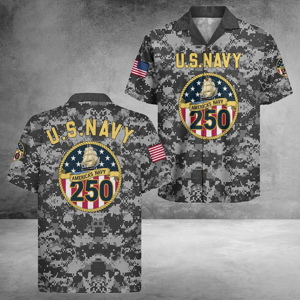 US Navy 250Th Years Of Service Patriotic Hawaiian Shirt
