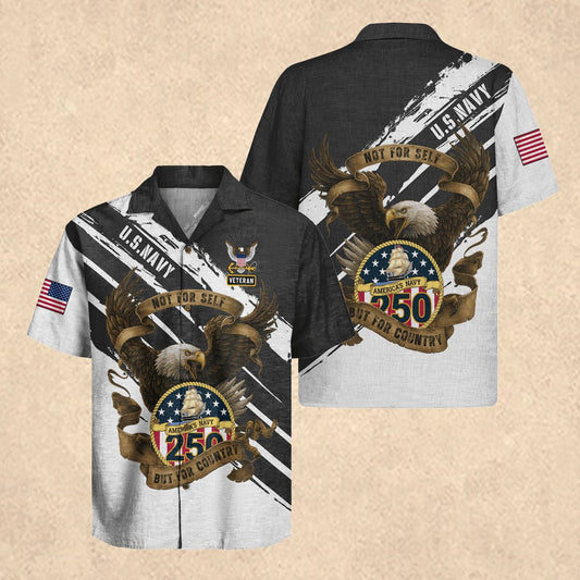 US Navy 250 Years Eagle Patriotic Hawaiian Shirt Father's Day
