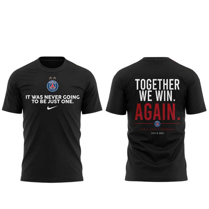 Unisex Paris Saint Germain UEFA Champions League 2026 Together We Win Again Graphic Shirt for Soccer Fans