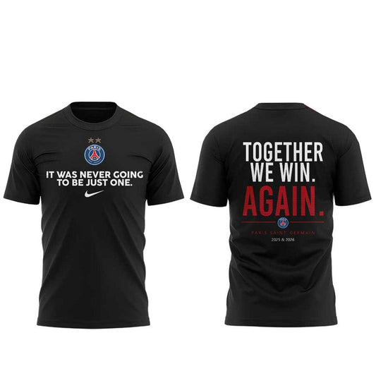 Unisex Paris Saint Germain UEFA Champions League 2026 Together We Win Again Graphic Shirt for Soccer Fans