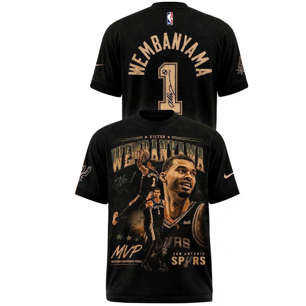 Unisex San Antonio Spurs Victor Wembanyama MVP 2026 Western Conference Finals Graphic Shirt for Basketball Fans