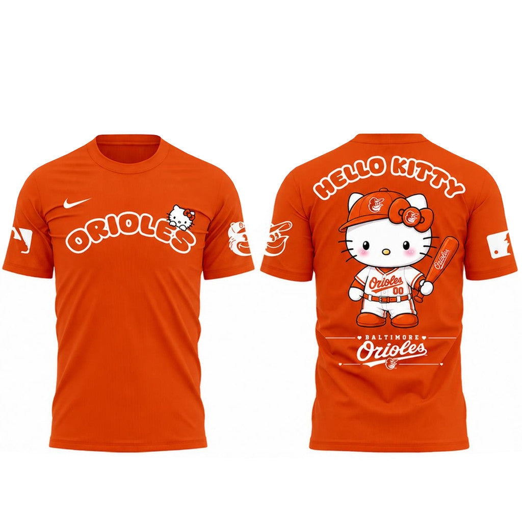 Unisex Baltimore Orioles 2026 Hello Kitty Night Graphic Shirt for Baseball Fans