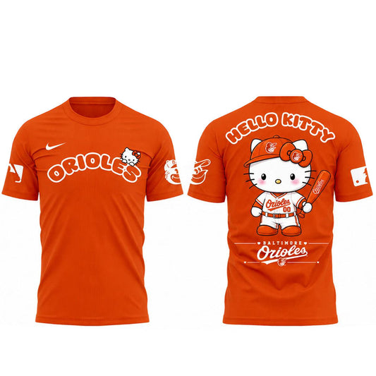 Unisex Baltimore Orioles 2026 Hello Kitty Night Graphic Shirt for Baseball Fans