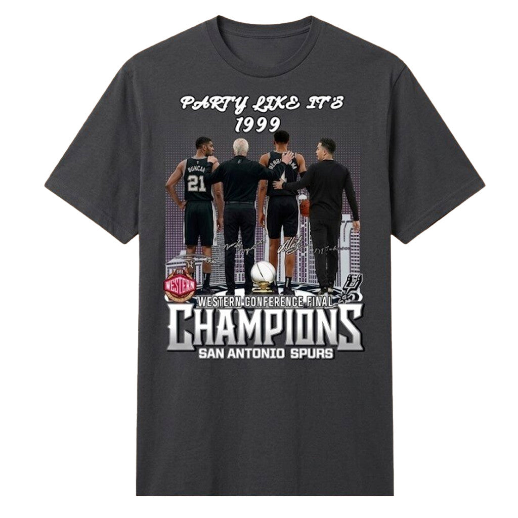 Unisex San Antonio Spurs Party Like It's 1999 Champions Graphic Shirt for Basketball Fans