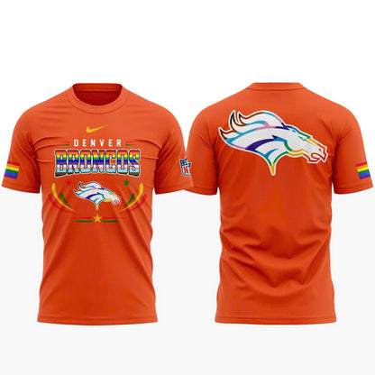 Unisex Denver Broncos Pride Day 2026 Orange Graphic Shirt for Football Fans