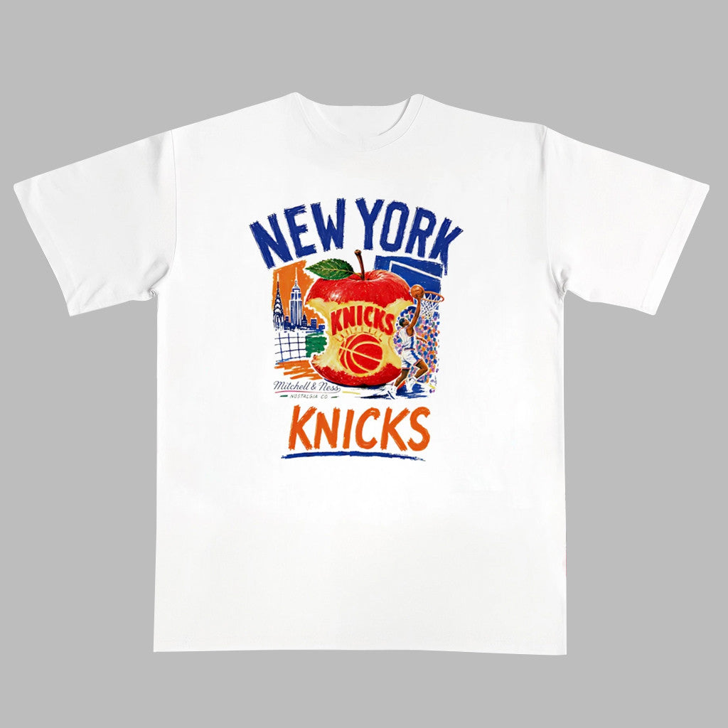 Unisex New York Knicks Concrete Apple Paint Graphic Shirt for Basketball Fans