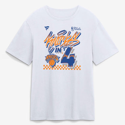 Unisex New York Knicks White In Four Graphic Shirt for Basketball Fans