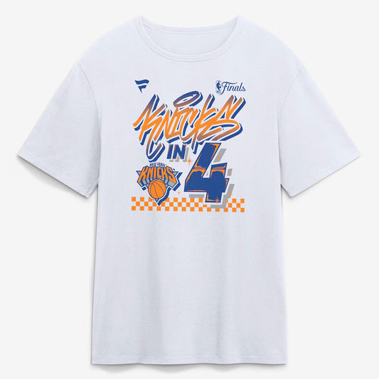 Unisex New York Knicks White In Four Graphic Shirt for Basketball Fans