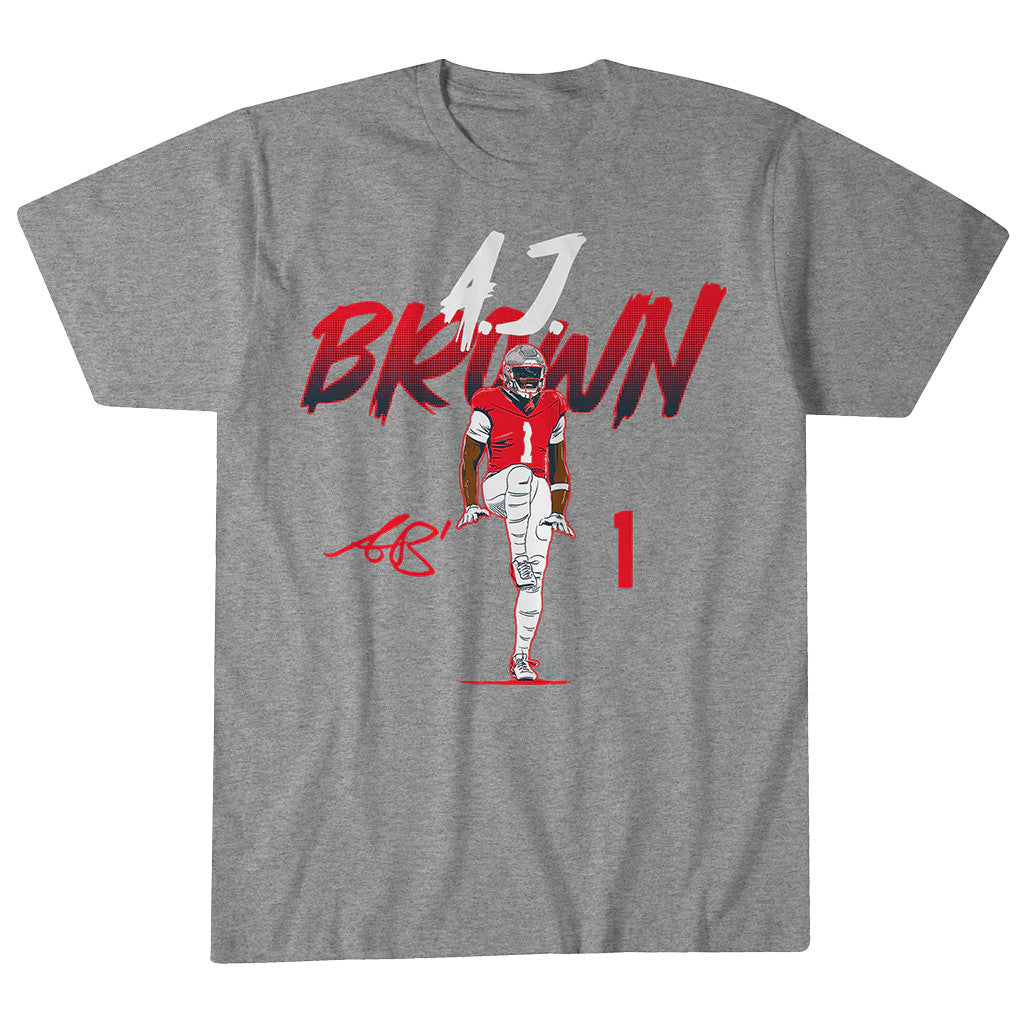Unisex New England Patriots A.J. Brown Name Number Pose Graphic Shirt for Football Fans