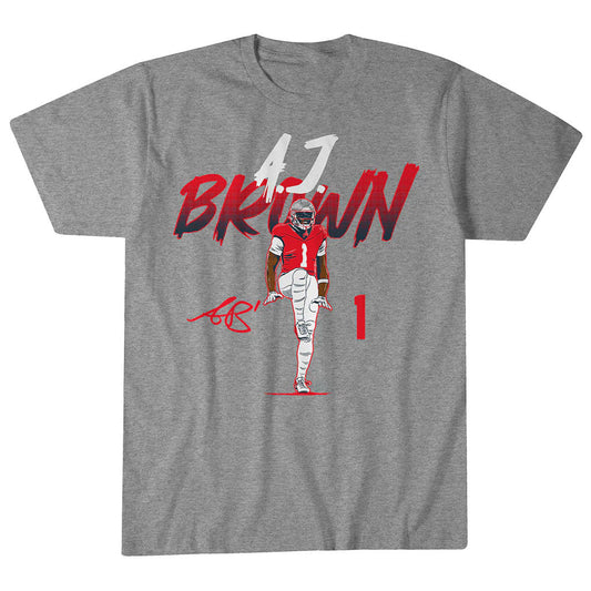 Unisex New England Patriots A.J. Brown Name Number Pose Graphic Shirt for Football Fans