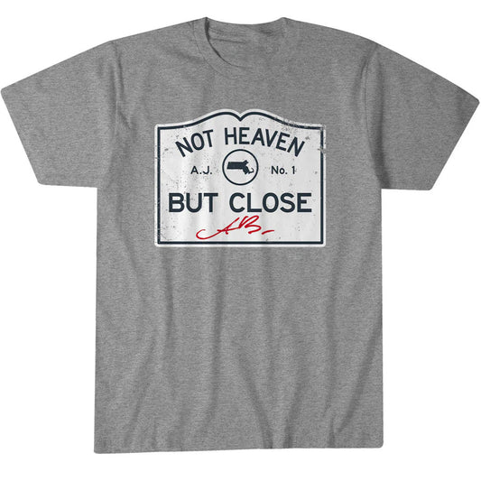 Unisex New England Patriots A.J. Brown Not Heaven But Close Graphic Shirt for Football Fans