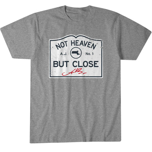 Unisex New England Patriots A.J. Brown Not Heaven But Close Graphic Shirt for Football Fans