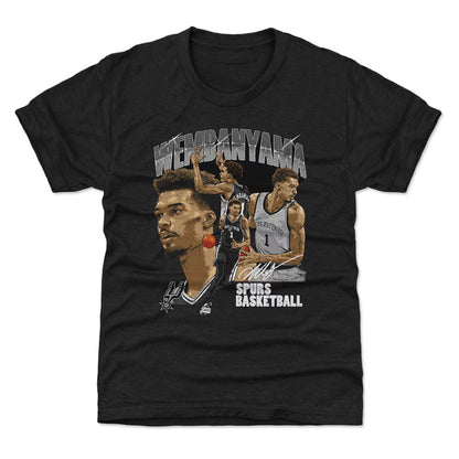 Unisex San Antonio Spurs Victor Wembanyama Heather Black Signature Graphic Shirt for Basketball Fans