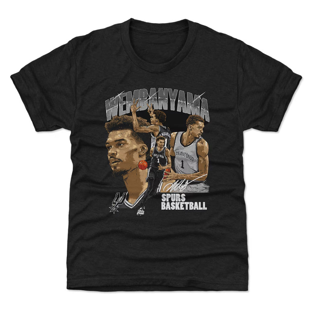 Unisex San Antonio Spurs Victor Wembanyama Heather Black Signature Graphic Shirt for Basketball Fans