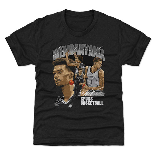 Unisex San Antonio Spurs Victor Wembanyama Heather Black Signature Graphic Shirt for Basketball Fans