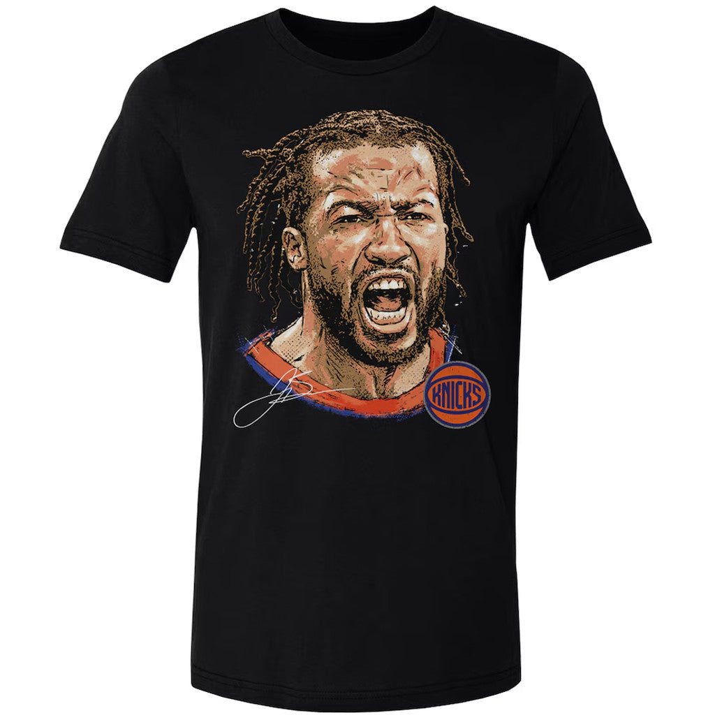 Unisex New York Knicks Jalen Brunson Black Portrait Graphic Shirt for Basketball Fans