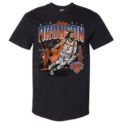 Unisex Jalen Brunson New York Knicks Skyline Graphic Shirt for Basketball Fans