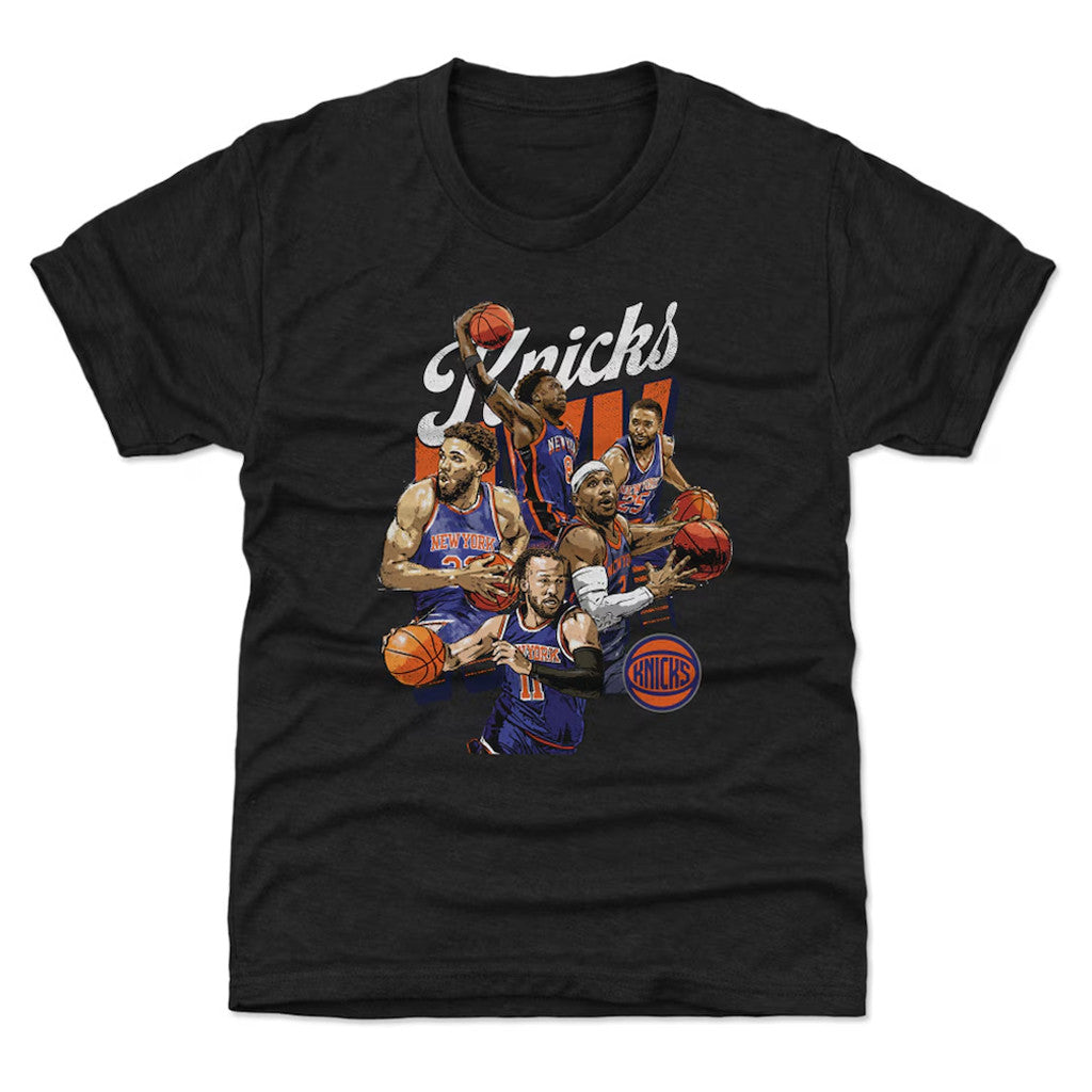 Unisex New York Knicks Heather Black Starting 5 Graphic Shirt for Basketball Fans