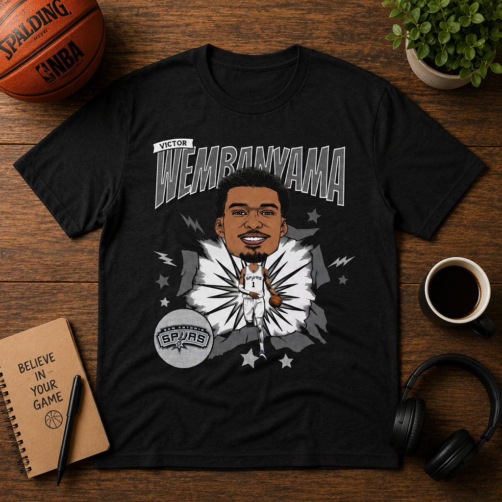 Unisex Heather Black Retro Caricature Graphic Shirt for Basketball Fans