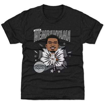 Unisex San Antonio Spurs Victor Wembanyama Heather Black Retro Caricature Graphic Shirt for Basketball Fans